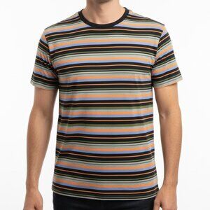 Untouched World Men’s Striped Cotton Tee Shirt Large New Zealand Crewneck